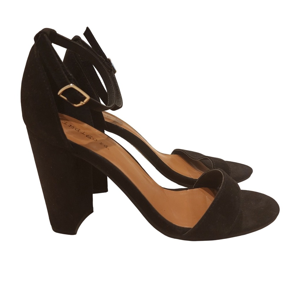 Indigo Rd. Block Heel Sandals Women 7.5 Black Minimalist Chic Ankle strap Dressy